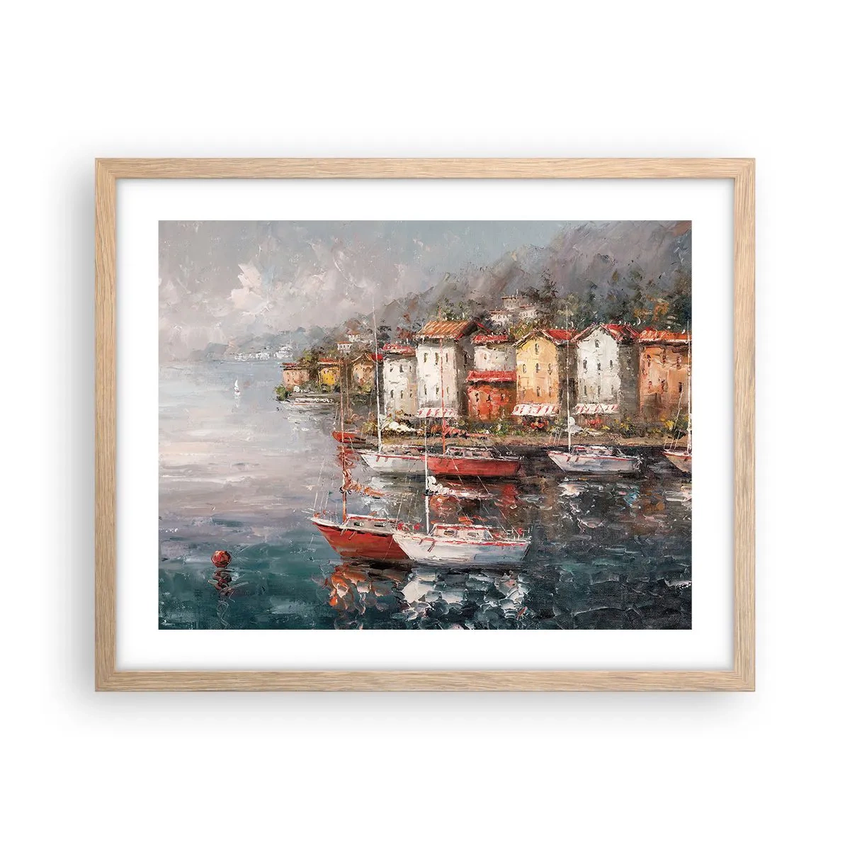 Plakát v rámu světlý dub - Romantický přístav - 50x40 cm