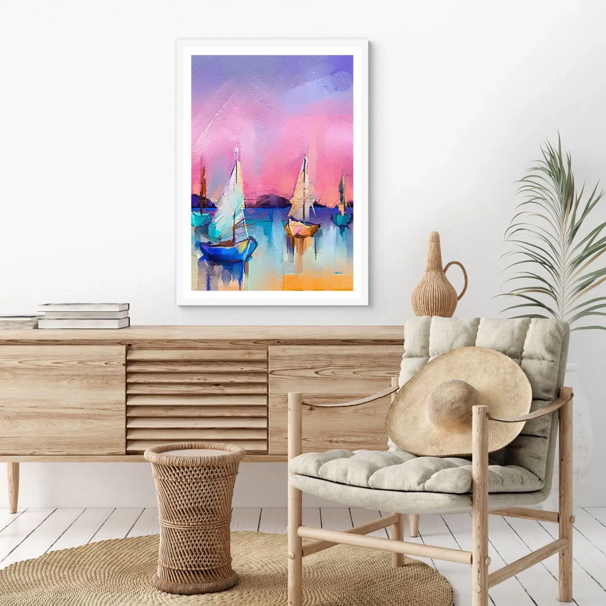 Plakát v bílém rámu - Směr: široké vody - 50x70 cm