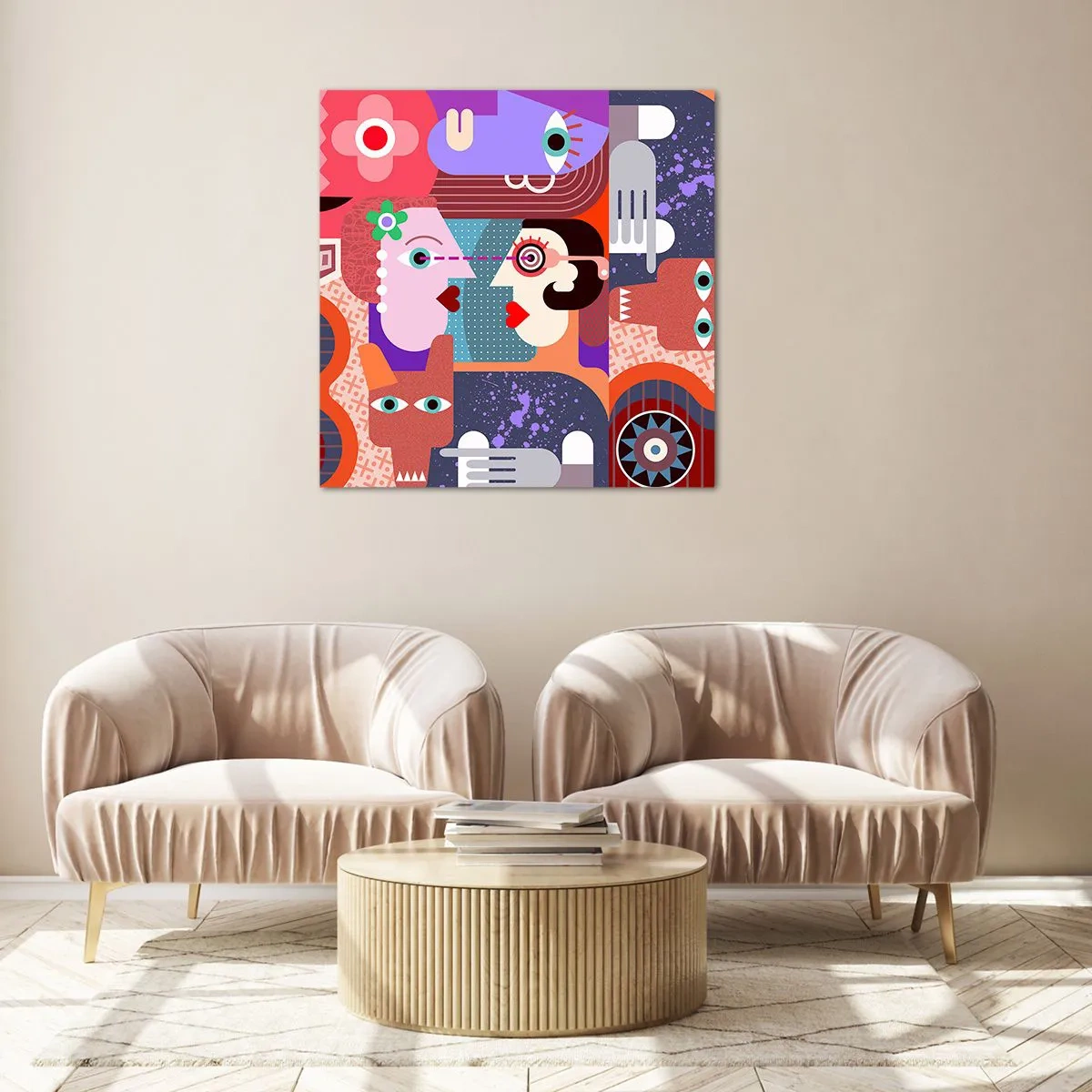 Obraz na skle - Tváří v tvář - 60x60 cm