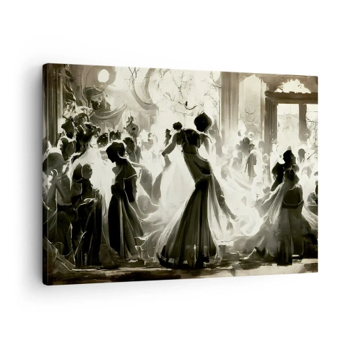 Obraz na plátně - Retro styl míče v černé a bílé barvě - 70x50cm - Velká maškaráda - Moderní nástěnná dekorace do obývacího pokoje a ložnice ARTTOR