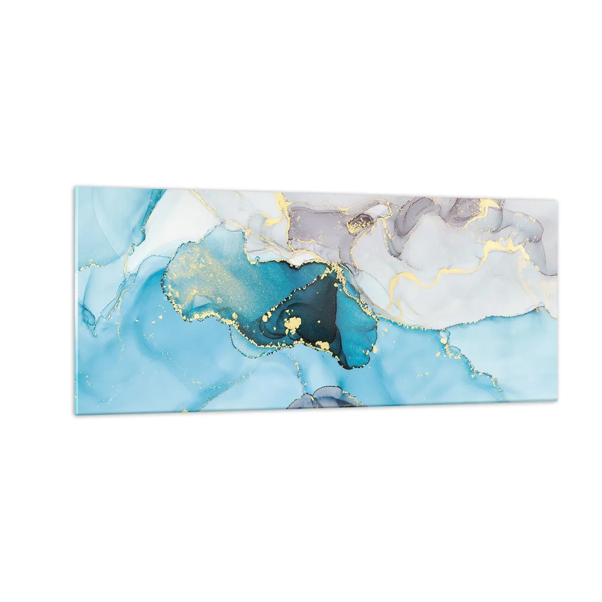 Obraz na skle - Studie o setkání šedé a tyrkysové - 100x40 cm