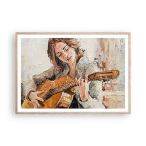 Plakát v rámu světlý dub - Koncert pro kytaru a dívčí srdce - 100x70 cm