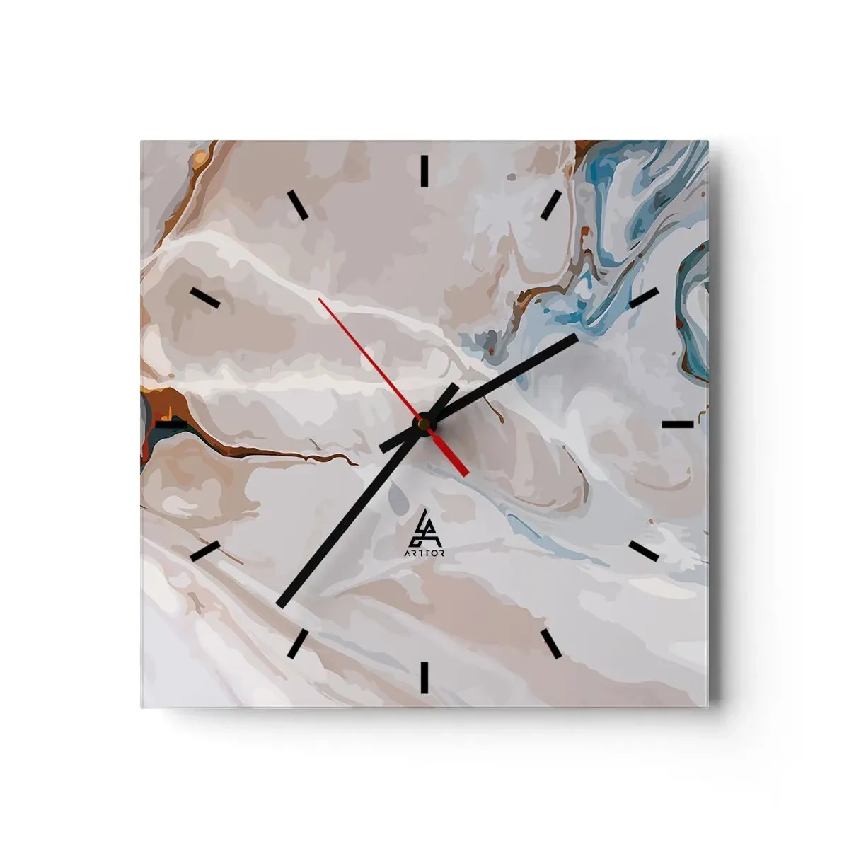 Nástěnné hodiny - Modré meandry pod bílou - 30x30 cm