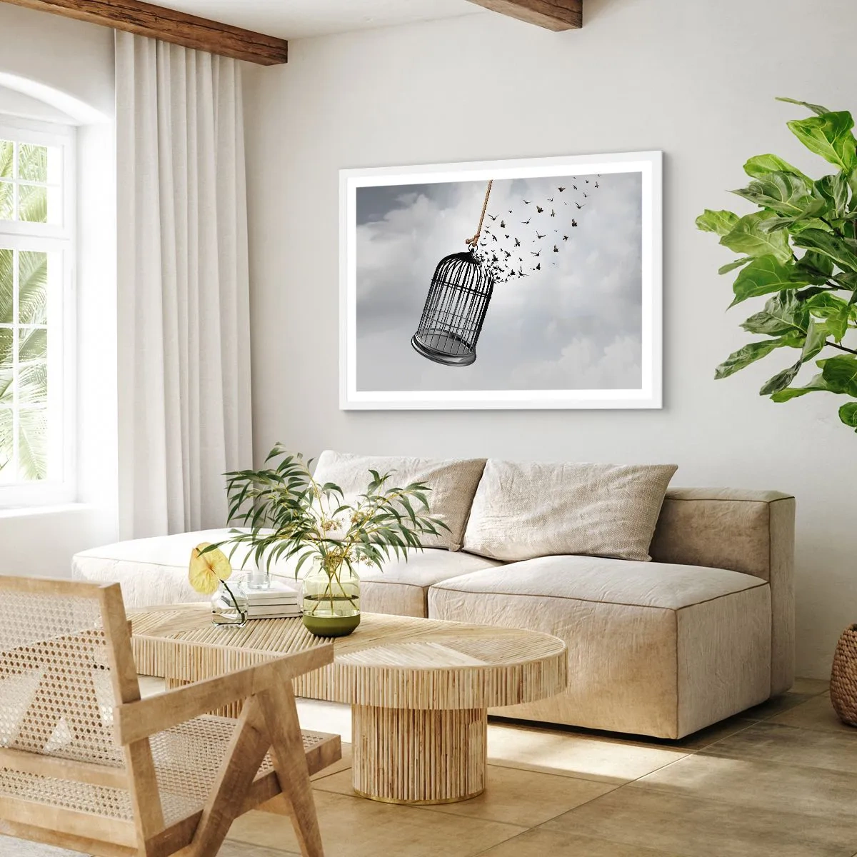 Plakát v bílém rámu - Víra… naděje… svoboda! - 91x61 cm