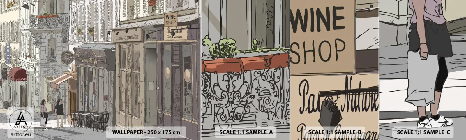 Vzor Fototapety Samolepicí Deluxe Sticker - Městské radosti - Architektura, Město, Paříž - 100x30 cm