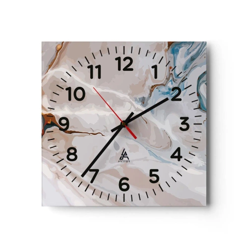 Nástěnné hodiny - Modré meandry pod bílou - 40x40 cm