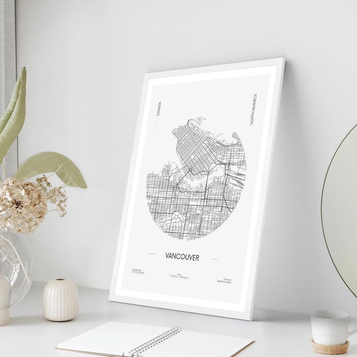 Plakát v bílém rámu - Anatomie Vancouveru - 40x50 cm