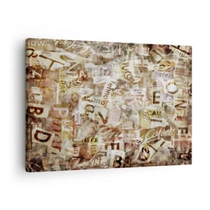 Obraz na plátně - Abstraktní kompozice s písmeny a fragmenty textu - 70x50cm - Kecy, kecy, kecy - Moderní nástěnná dekorace do obývacího pokoje a ložnice ARTTOR