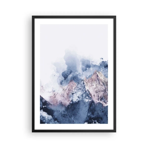 Plakát v černém rámu - Abstraktní hory v odstínech modré - 50x70cm - To jsou vrcholy! - Moderní nástěnná dekorace do obývacího pokoje a ložnice ARTTOR