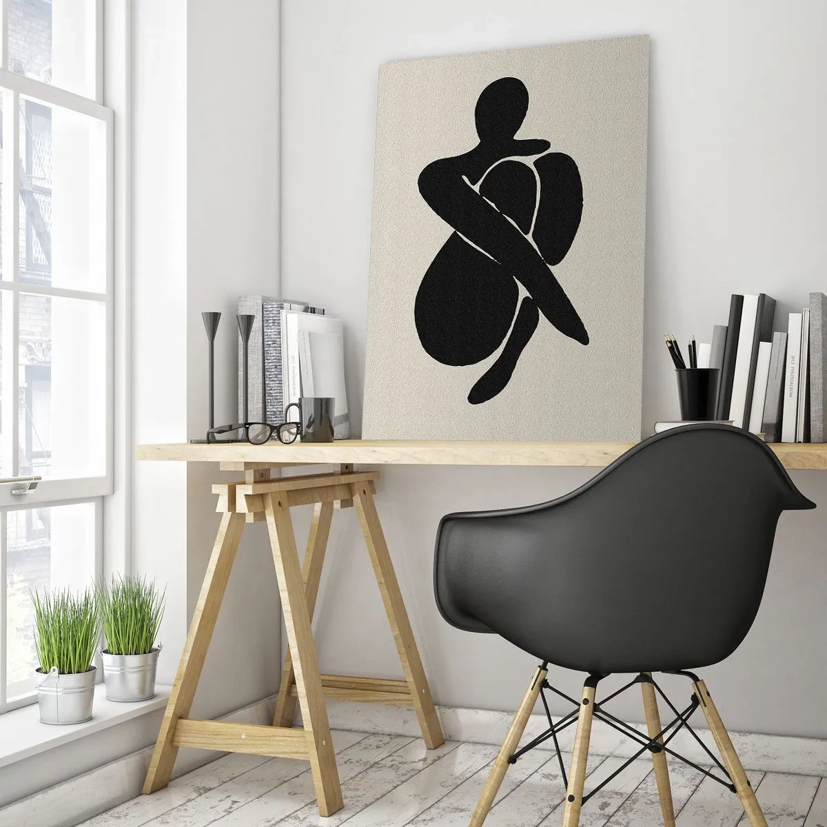 Obraz na skle - Ve vlastním objetí - 50x70 cm