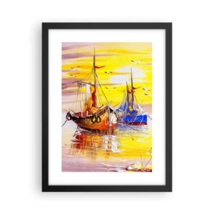 Plakát v černém rámu - Zasloužený odpočinek v přístavu - 30x40 cm