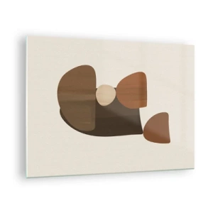 Obraz na skle - Abstraktní kompozice v odstínech hnědé a béžové - 70x50cm - Bronzová kompozice - Moderní nástěnná dekorace do obývacího pokoje a ložnice ARTTOR