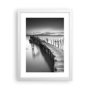 Plakát v bílém rámu - Klid zapomenutého břehu - 30x40 cm