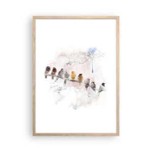 Plakát v rámu světlý dub - Okřídlené setkání - 50x70 cm