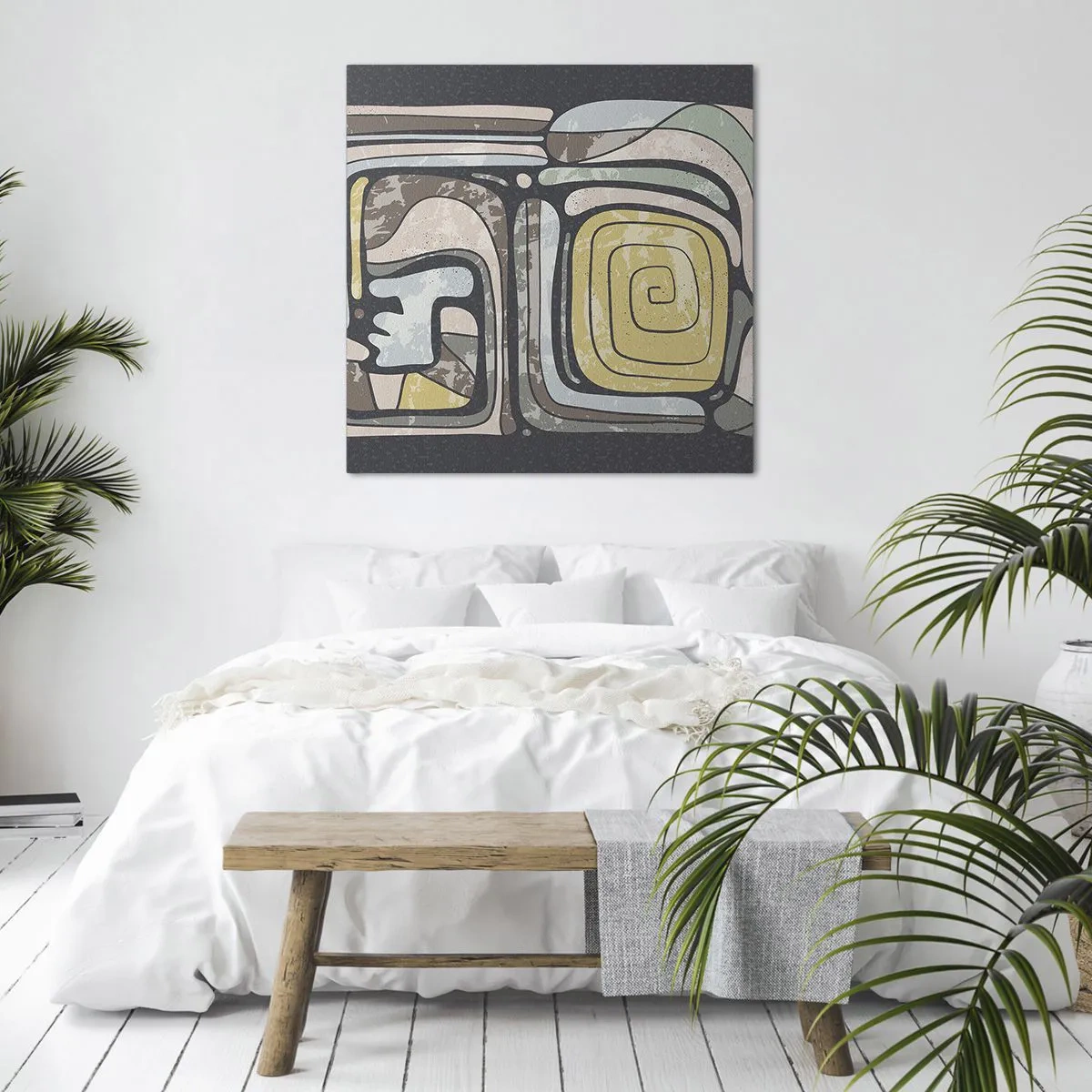 Obraz na plátně - Abstrakce v předkolumbovském duchu - 40x40 cm