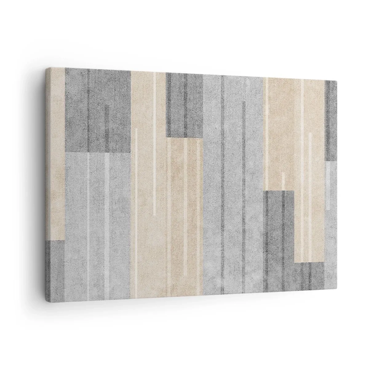 Obraz na plátně - Geometrická kompozice v odstínech šedé a béžové - 70x50cm - Kompozice: drž se - Moderní nástěnná dekorace do obývacího pokoje a ložnice ARTTOR
