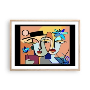 Plakát v rámu světlý dub - Picassovo randez vous - 70x50 cm
