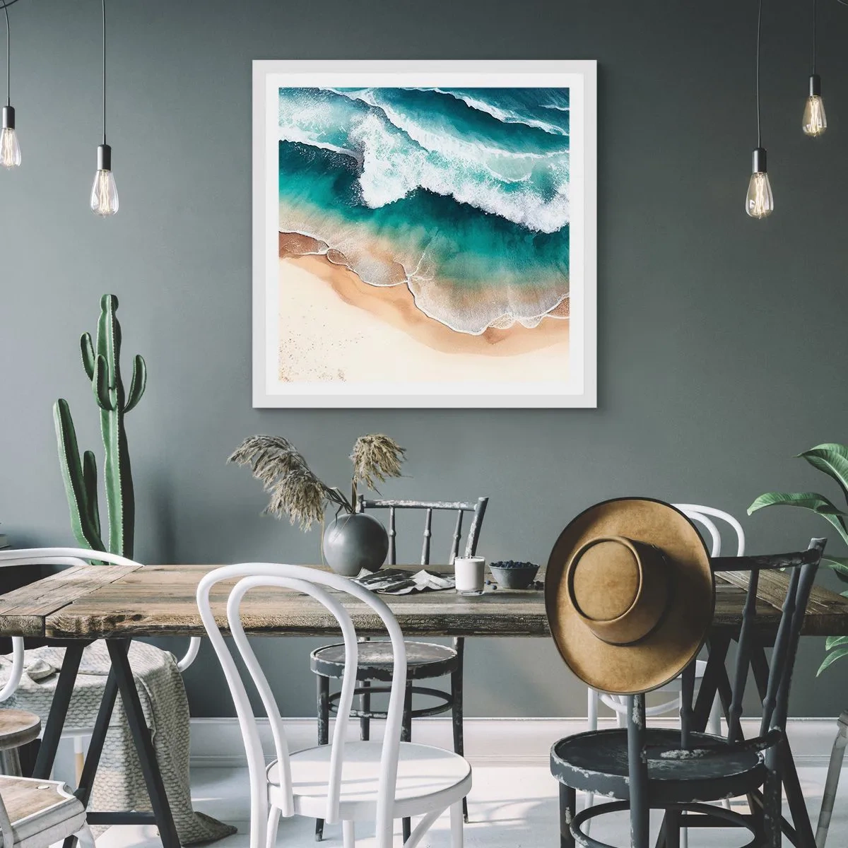 Plakát v bílém rámu - Odvěké setkání - 40x40 cm