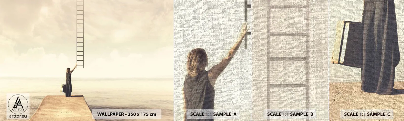 Vzor Fototapety Premium Canvas - Magická cesta - Abstrakce, Žena, Žebřík - 100x30 cm