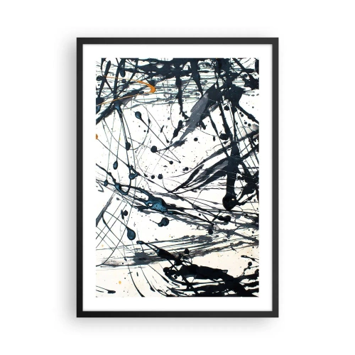 Plakát v černém rámu - Expresivní abstraktní linie na bílém pozadí - 50x70cm - Se smyslem nebo bez smyslu? - Moderní nástěnná dekorace do obývacího pokoje a ložnice ARTTOR