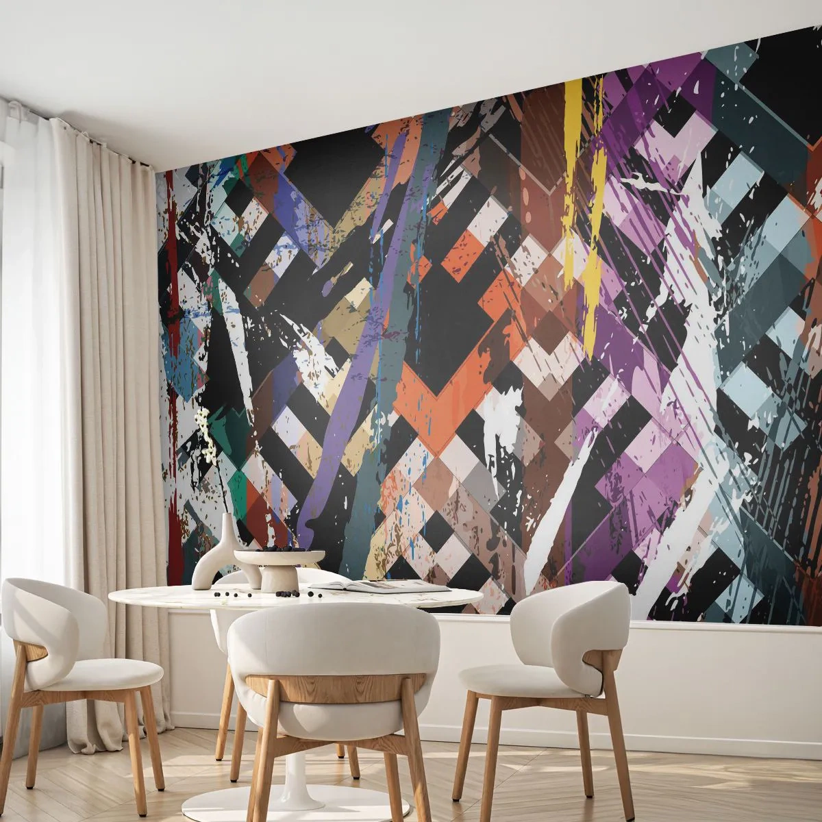 Fototapeta Samolepicí Deluxe Sticker - Umocněné na druhou - Abstrakce, Kus, Moderní vzor - 250x175 cm
