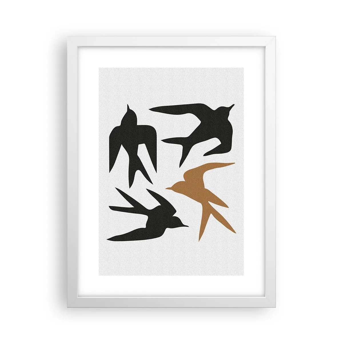 Plakát v bílém rámu - Vlaštovky - 30x40 cm