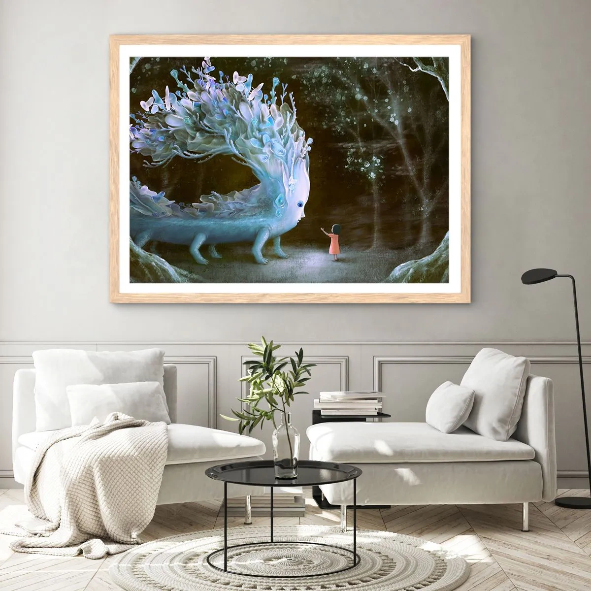 Plakát v rámu světlý dub - Fantastické setkání - 50x40 cm