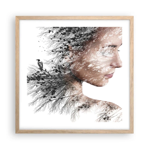 Plakát v rámu světlý dub - Duch lesa - 50x50 cm