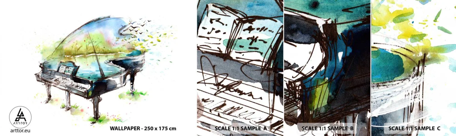 Fototapeta Vzorek Standard Eco - Zakleté v hudbě - Klavír, Abstrakce, Hudba - 100x30 cm