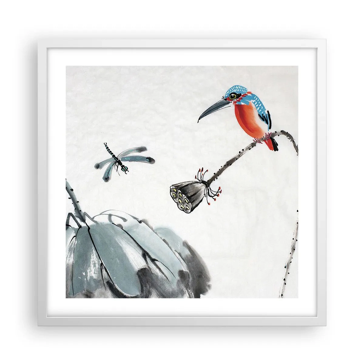 Plakát v bílém rámu - Život louky - 50x50 cm