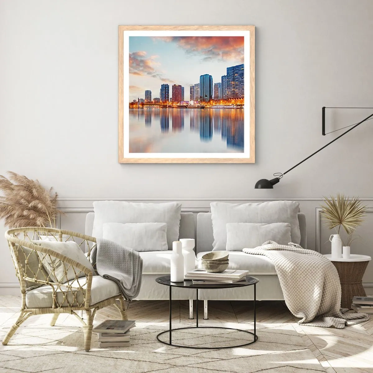 Plakát v rámu světlý dub - Monumentální klid Paříže - 40x40 cm