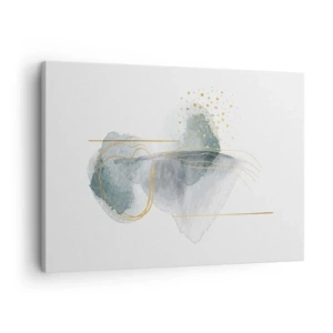 Obraz na plátně - Abstraktní kompozice v odstínech tyrkysové a zlaté. - 70x50cm - O vztahu mezi šedou a zlatou - Moderní nástěnná dekorace do obývacího pokoje a ložnice ARTTOR