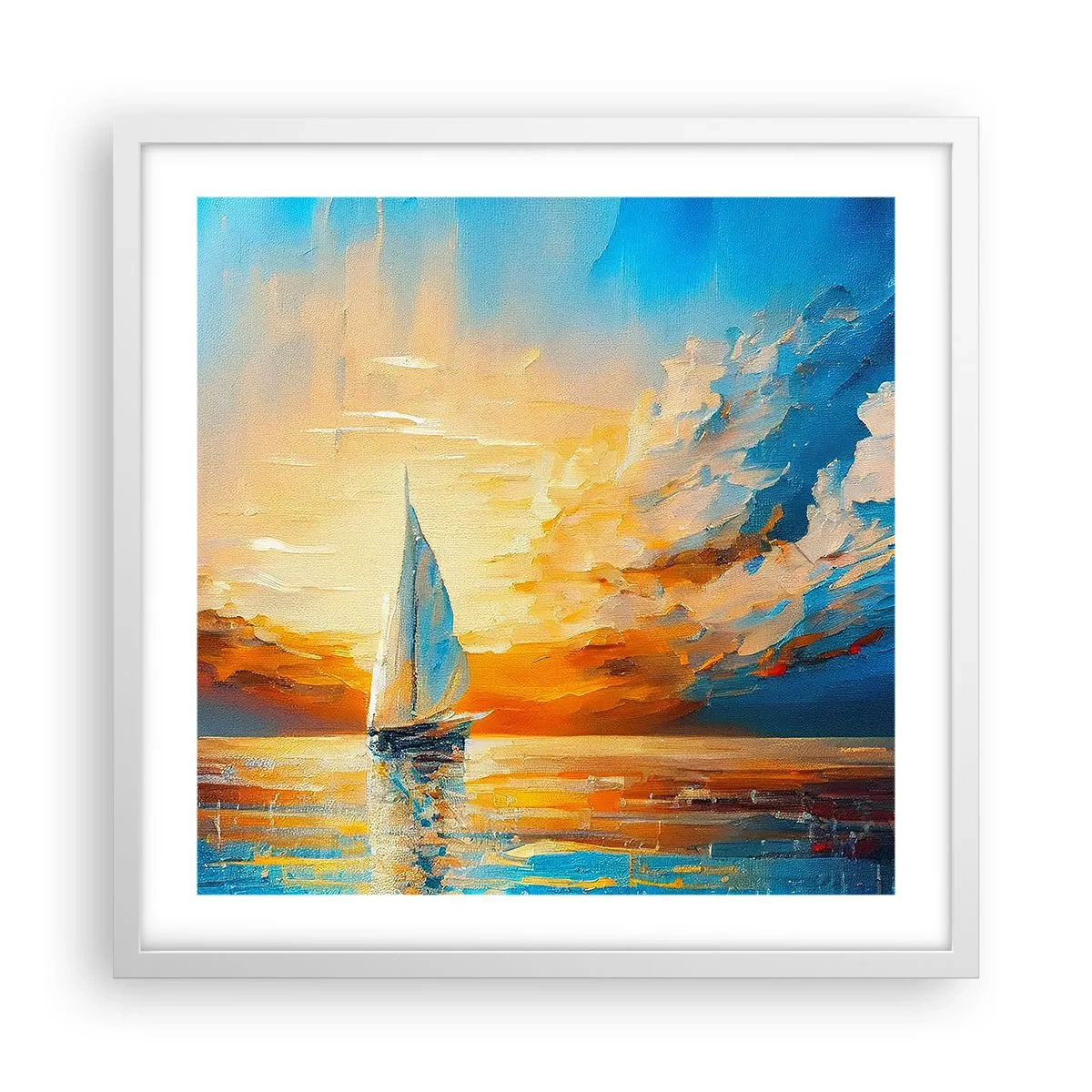 Plakát v bílém rámu - Plavba ve zlatě - 50x50 cm