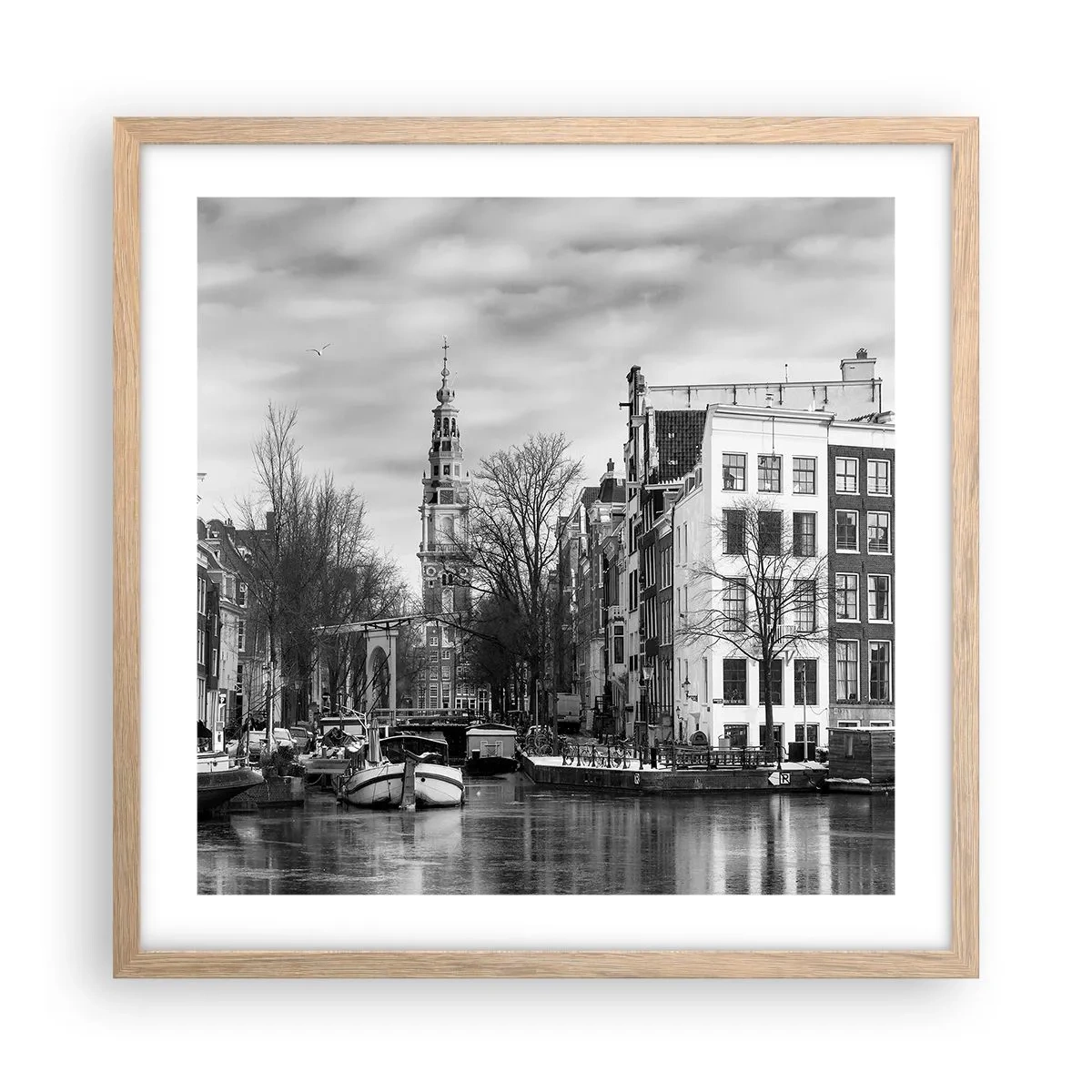 Plakát v rámu světlý dub - Amsterdamské vibrace - 50x50 cm