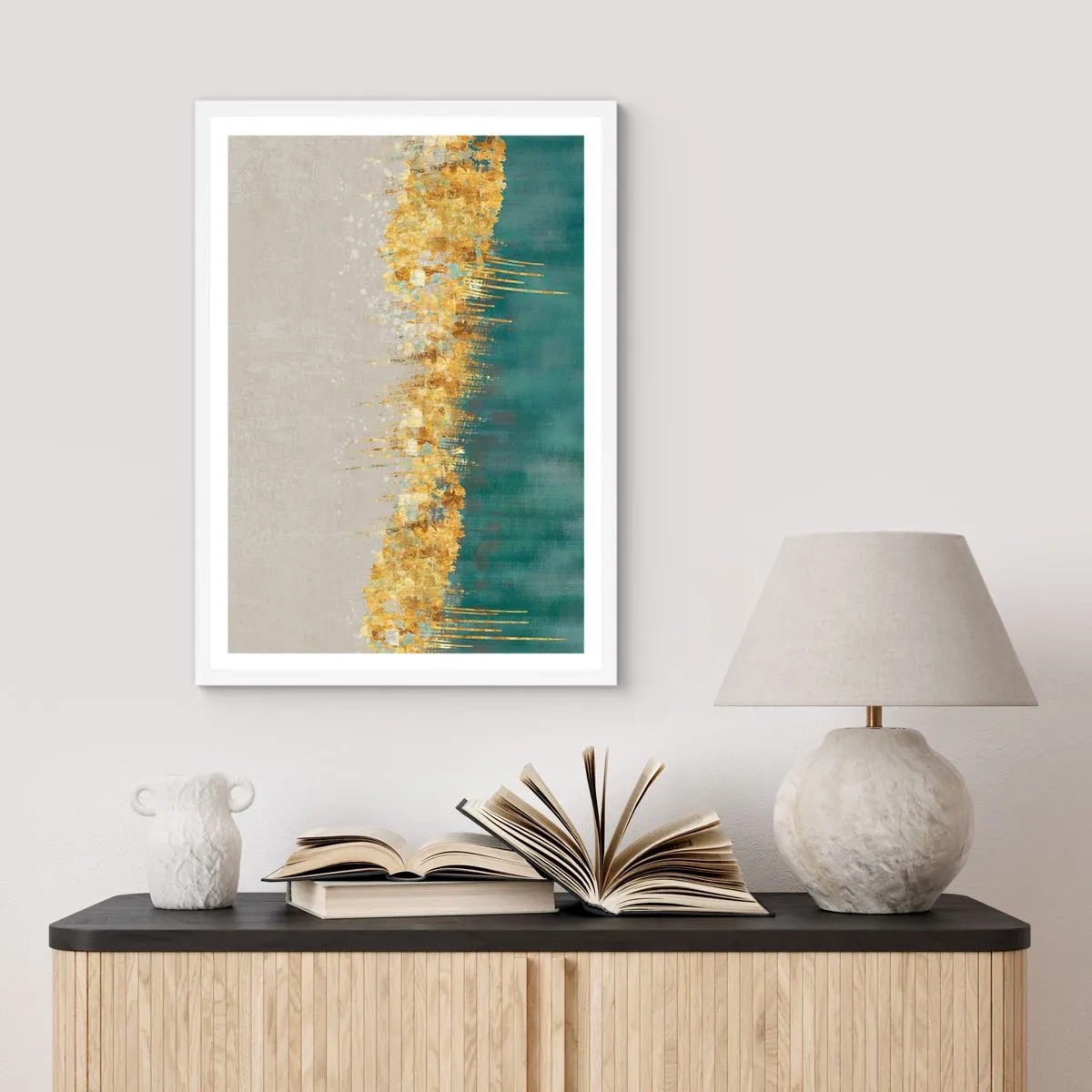 Plakát v bílém rámu - Zlatá hranice - 50x70 cm