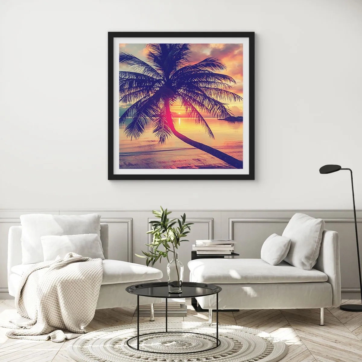 Plakát v černém rámu - Večer pod palmami - 30x30 cm