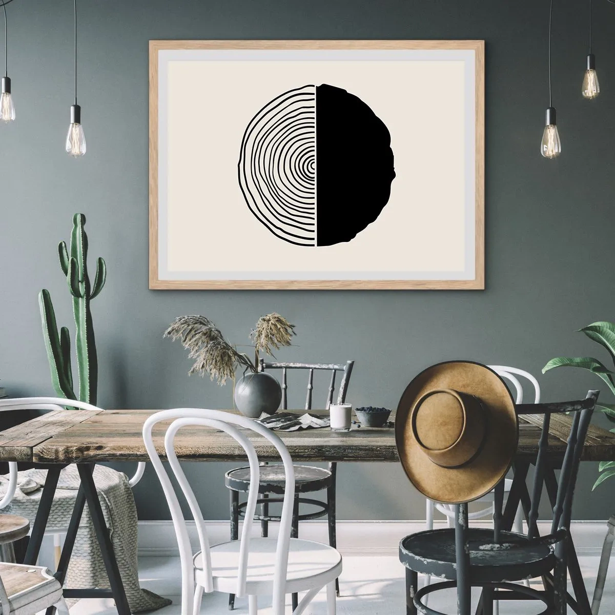 Plakát v rámu světlý dub - Půl na půl - 91x61 cm