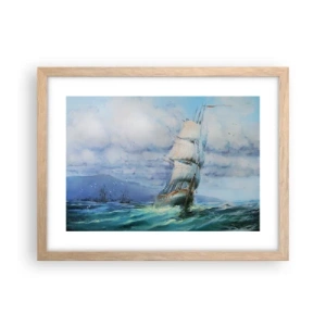 Plakát v rámu světlý dub - Šťastnou cestu - 40x30 cm