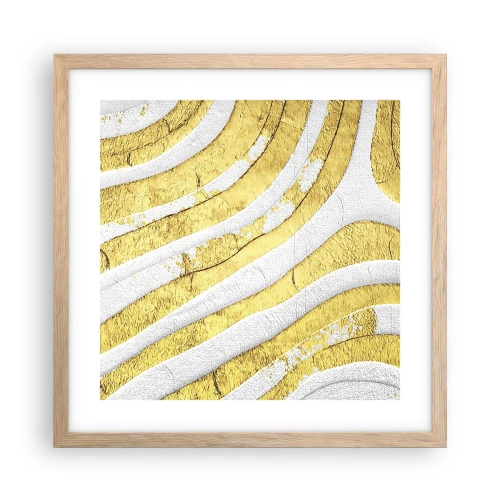 Plakát v rámu světlý dub - Kompozice v bílé a zlaté - 40x40 cm