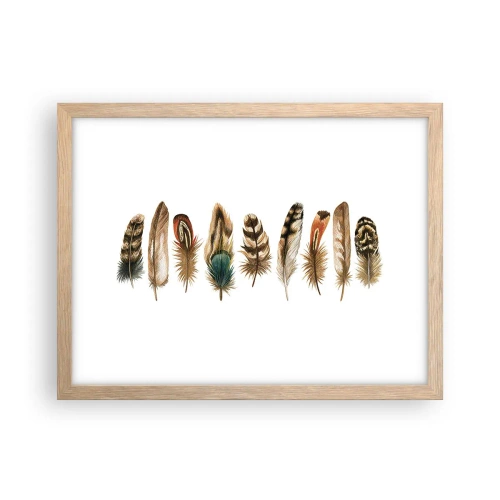 Plakát v rámu světlý dub - Opeřená variace - 40x30 cm