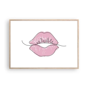 Plakát v rámu světlý dub - Jsi připraven na polibek? - 100x70 cm