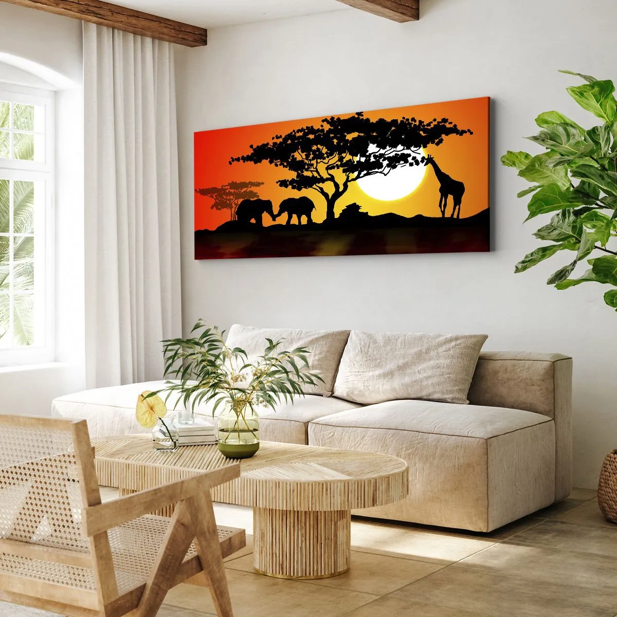 Obraz na plátně - Setkání na savaně - 120x50 cm