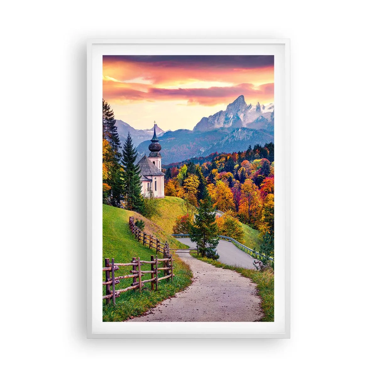 Plakát v bílém rámu - Naprosto ideální krajina - 61x91 cm