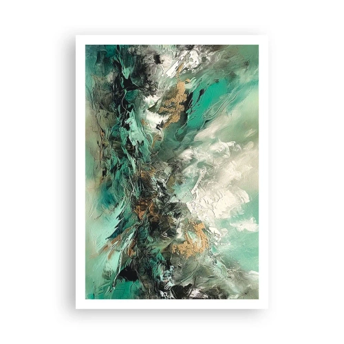 Plakát - Smaragdově černé vlnobití - 70x100 cm