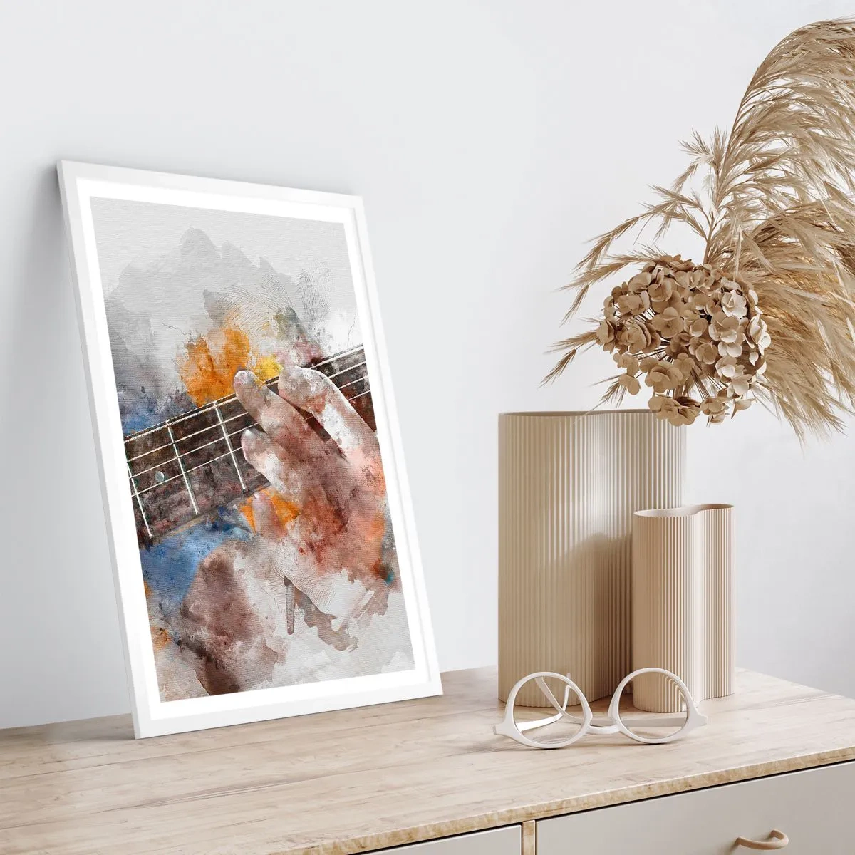 Plakát v bílém rámu - Poezie mezi strunami - 50x70 cm
