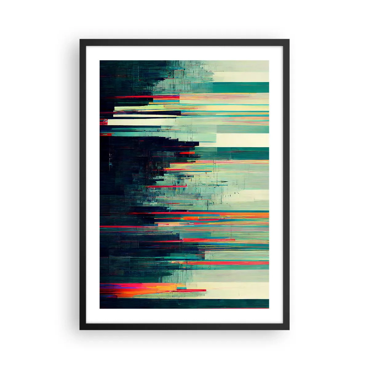 Plakát v černém rámu - Moderní abstrakce s geometrickými liniemi - 50x70cm - Futuristické město - Moderní nástěnná dekorace do obývacího pokoje a ložnice ARTTOR