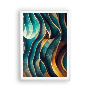 Plakát v bílém rámu - Meandry modré - 70x100 cm