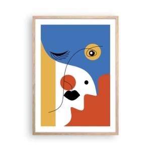 Plakát v rámu světlý dub - Portrét: dekonstrukce - 50x70 cm