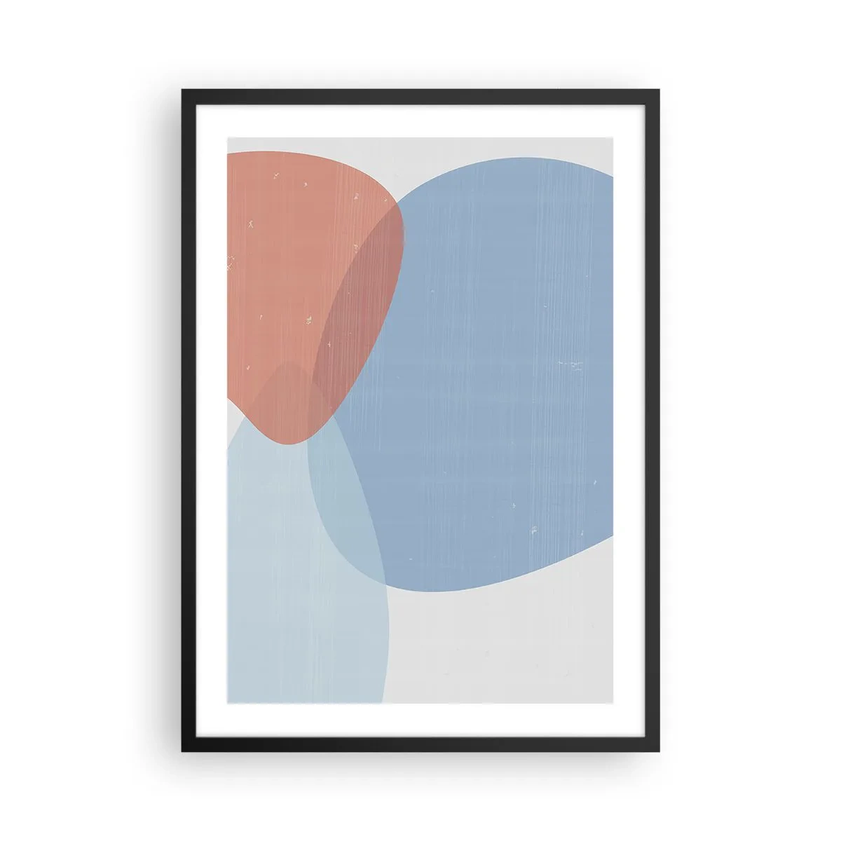 Plakát v černém rámu - Abstraktní tvary v modrých a béžových odstínech - 50x70cm - Pastelové vztahy - Moderní nástěnná dekorace do obývacího pokoje a ložnice ARTTOR