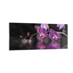 Obraz na skle - Liliový odraz krásy - 100x40 cm